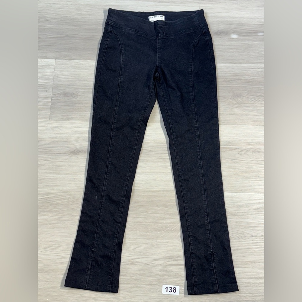Free People We The Free Black‎ Pull On Skinny Pants Ankle Slit XS